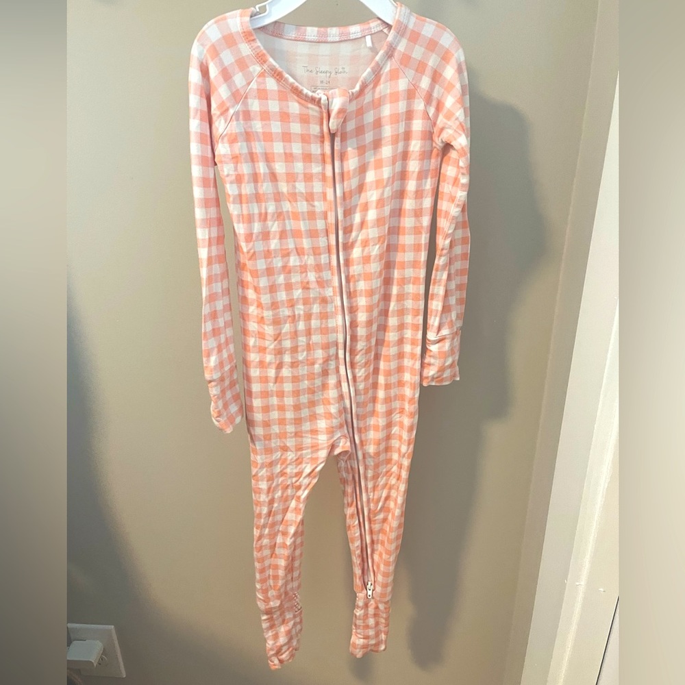 Sleepy Sloth pink gingham sleeper